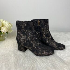 UniSa Rockability Black and Gold Lace Bootie Size 7.5
